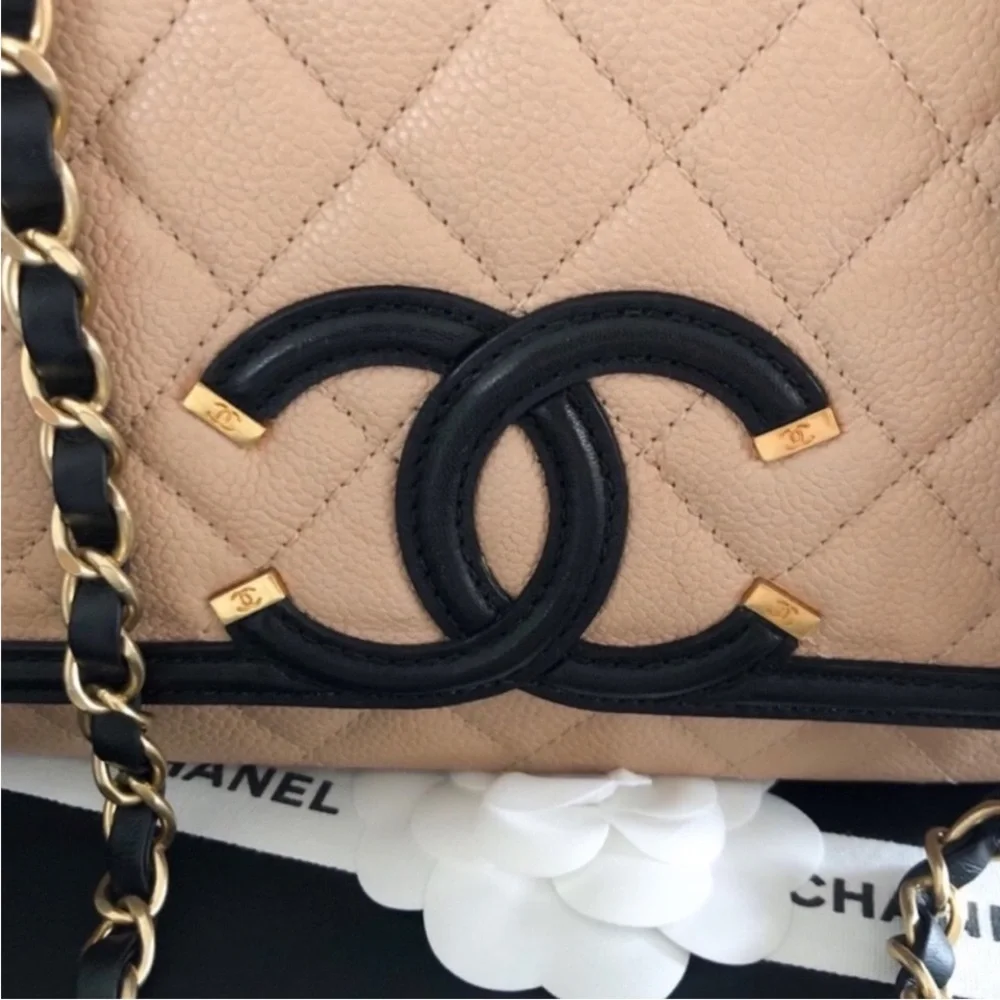 Authentic Chanel Medium Filagree Quilted Leather Bag